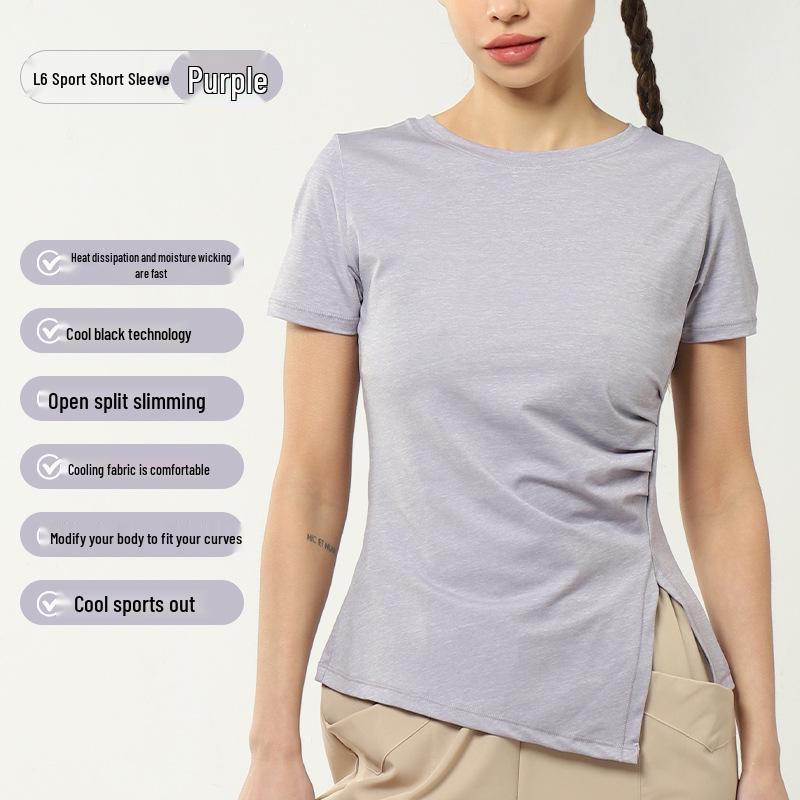 

Женский быстросохнущий фитнес-топ свободного кроя для йоги - с коротким рукавом 4XL фиолетовый