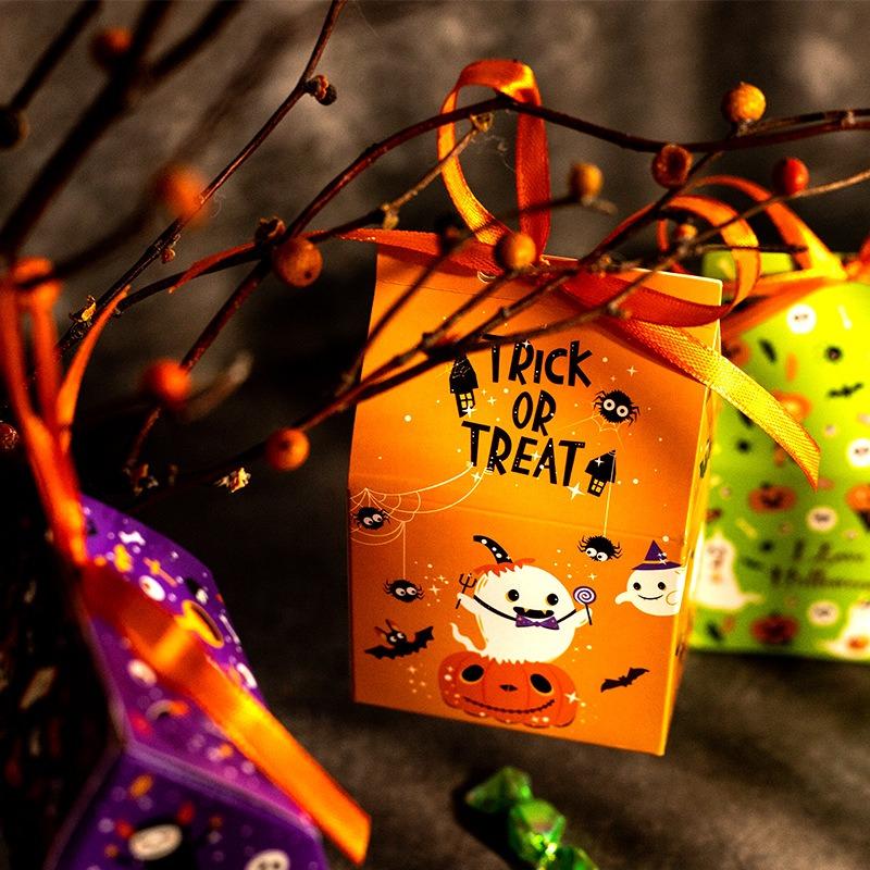 120pcs Halloween Gift Box Cartoon Pumpkins Candy Cookie Packaging Paper Boxes Happy Halloween Eve Party Supplies Decoration Mixe