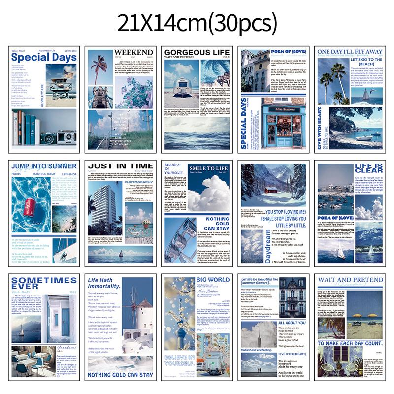 15pcs/set INS Postcards Vintage Decorative Card Photo Props Diy Wall Background Home Decoration Bedroom Wall Sticker Posters