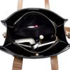 Large Capacity Tote Bag Women Stitched PU Shoulder Daily Commute Casual Use Black Khaki