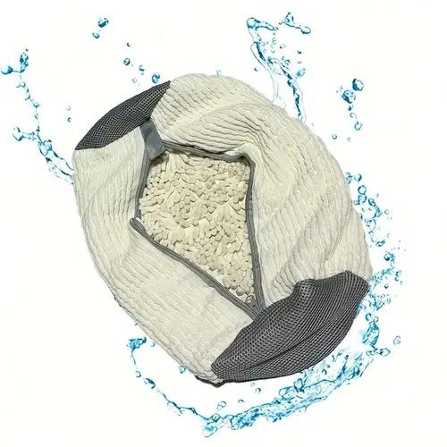 1pc Durable Shoe Washing Machine Bag for All Shoe Types - Yellow with Blue Zipper, Oval Protective Laundry Bag with Rich Fluff I