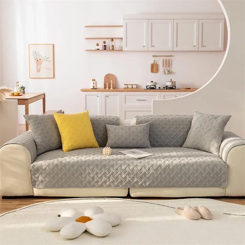 Cotton Sofa Cushion Four Seasons Universal Sofa Cover for Living Room Non-slip Soft Simple Couch Slipcovers Home Sofas Towel