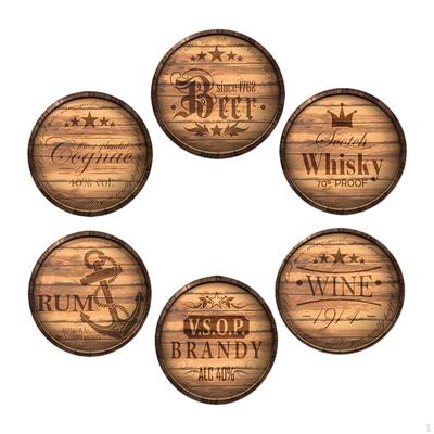 6 Pieces Wood Coasters for Drinks Cup Coaster Absorbent Drink Table Protection Dining