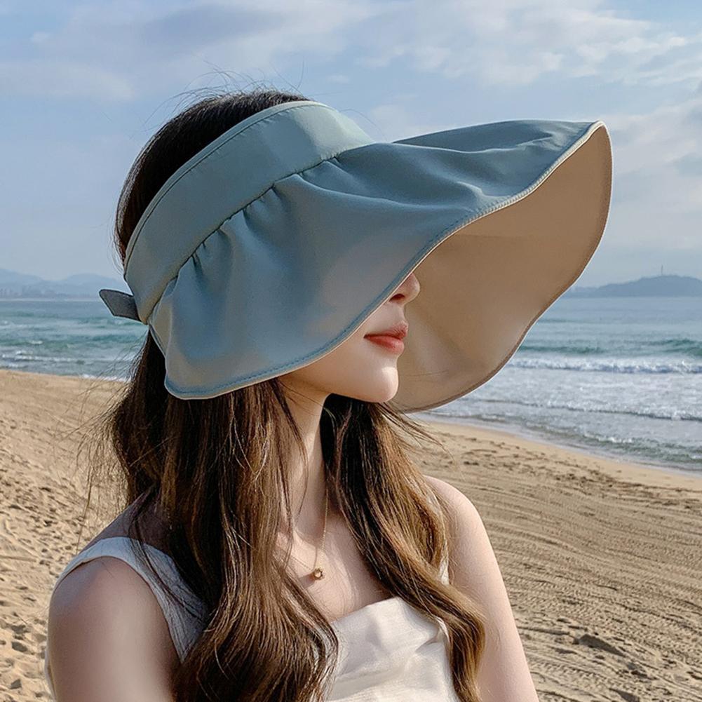 Women Summer Sunhat Wide Brim Anti-uv Sun Protection Hat Empty Top Sun Visor Cap For Cycling Fishing Shopping