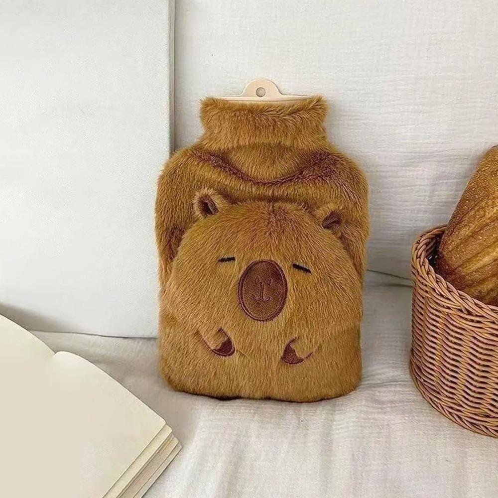 

Portable Capybara Hot Water Bag 1000ml Capacity Leak Proof Hand Warmer Warmth Heat Retention Bag Winter білий