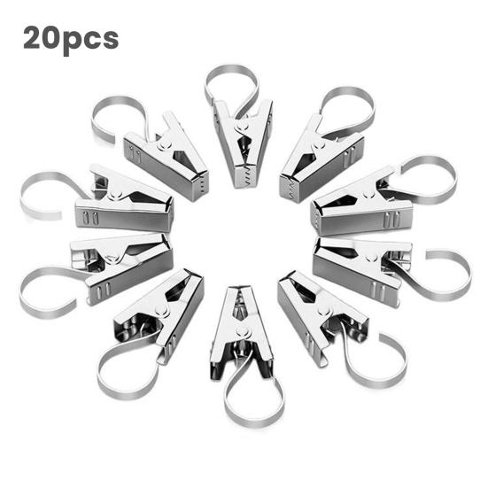 20Pcs Stainless Steel Hooks Clips Rustproof Weather-Resistant Multi-purpose Curtain String Light Hangers S Hooks