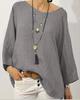 Women's Autumn Cotton Linen Long Sleeve Solid Color Loose Top