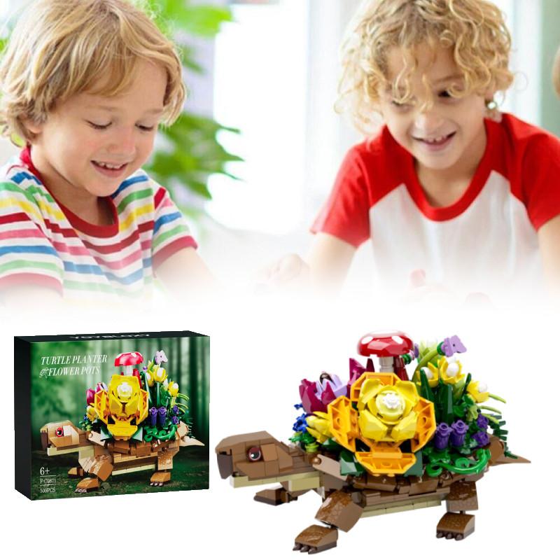 Planter 509pcs Turtles Flower Pots Building Blocks Toy Model Tabletop Gift Decor