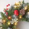 LED Red Christmas Wreath with PVC Fruit, Elegant Holiday Decor for Window Door Wall, Indoor Home Halloween Gift Decoration
