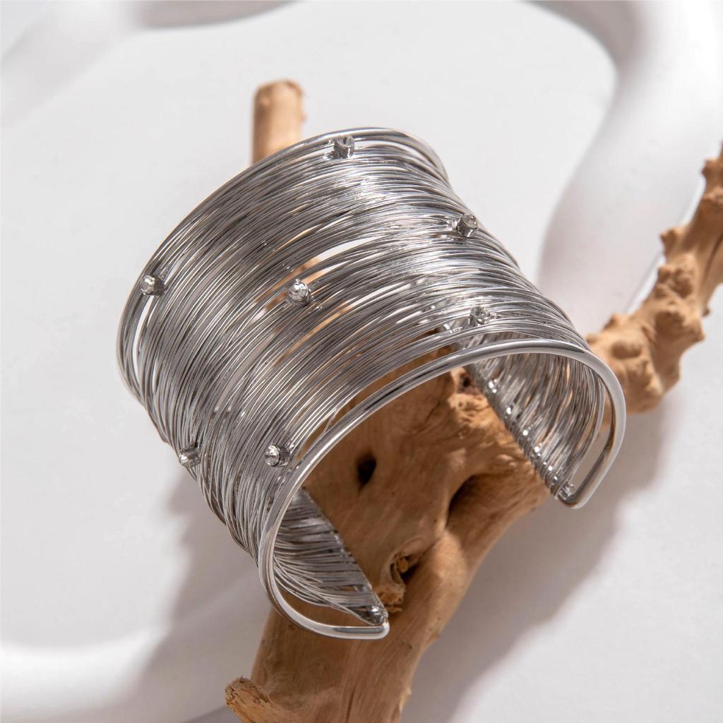 New Street Punk Party Jewelry Multi-layer Hollow Steel Silk C-shaped Open Bracelet Wholesale