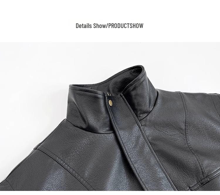 Men's American Retro Faux Leather Motorcycle Jacket - Soft, Short, High-End Feel, Pilot Style for Spring/Autumn