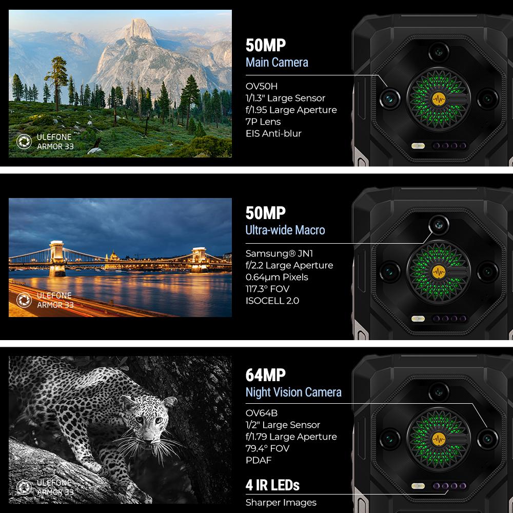 Ulefone Armor 33 4G Rugged Phone 25500 mAh 512GB ROM Up to 24GB RAM 120Hz 6.59" NFC Android 15 66W Global Version Smartphone