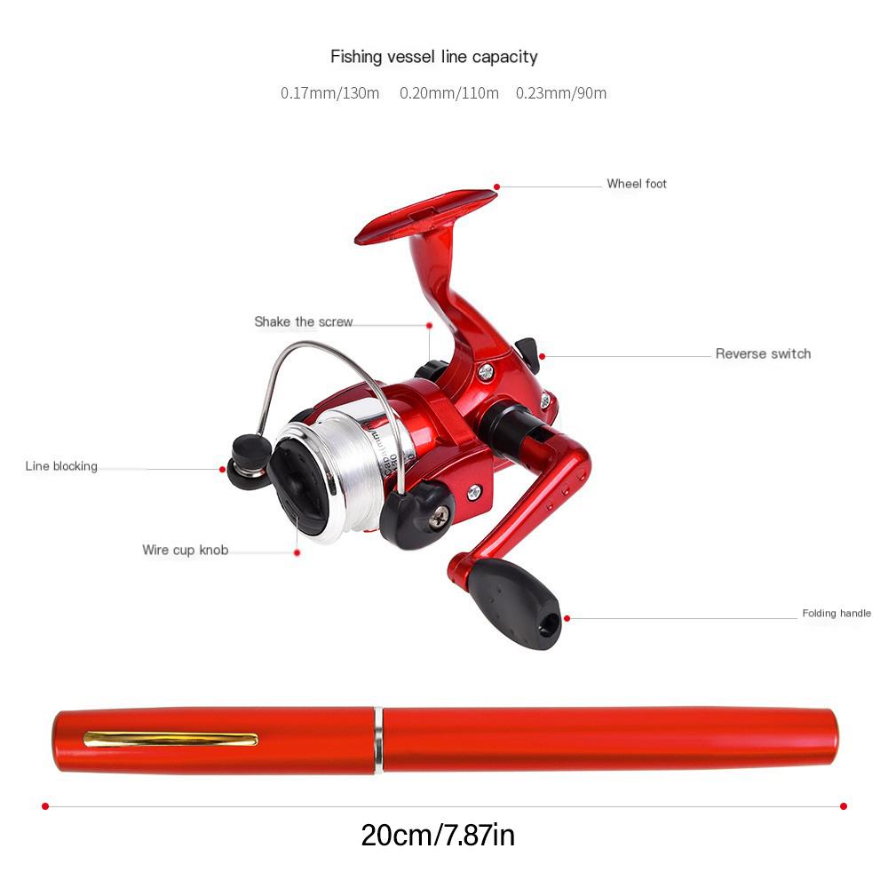 Taschenklappbare Angelrute Rollen-Set Mini Stift Angelruten-Set Stiftförmige Teleskop-Angelrute mit Angelrolle