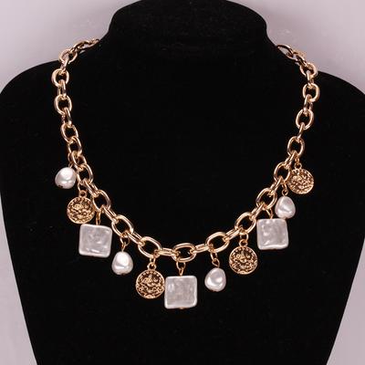 Barokní náhrdelník s přívěskem z imitace perel pro ženy Vintage Chain Punk Estetické šperky