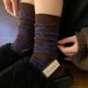 Female Autumn and Winter Retro Fashion Design Thousand Bird Lattice Geometric Stripes In The Tube Stack Socks