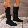 Women Boots New Four Season Low Heel Side Zip Comfortable Women Shoes Fashion Outdoor Sexy Mid Calf Boots Woman Botas De Mujer