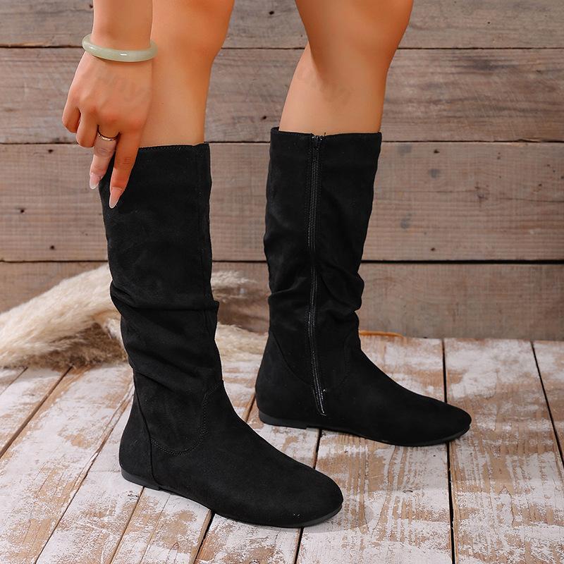 Women Boots New Four Season Low Heel Side Zip Comfortable Women Shoes Fashion Outdoor Sexy Mid Calf Boots Woman Botas De Mujer