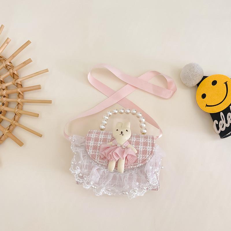 Trendy Korean Style Cute Children's Mini Shoulder Bag With Pearl Elements And Fashionable Design