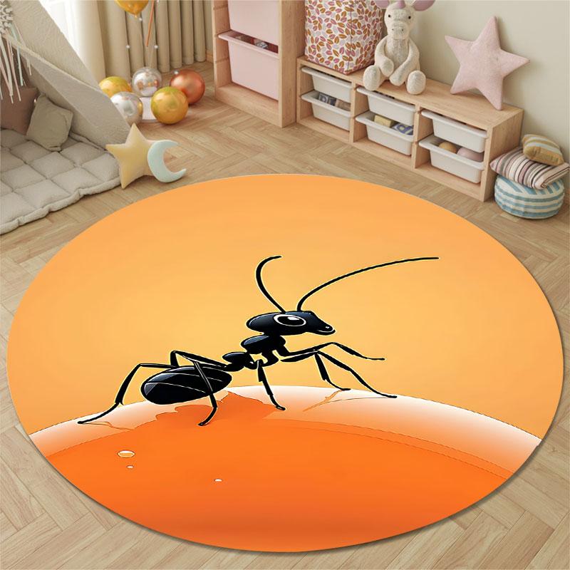 Classic Round Sun Multicolor Floor Rug, Non-Slip Floor Mat for Hallway