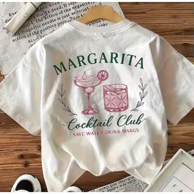 Margarita Cocktail Club Womens Tee  Save Water Drink Margs Graphic Casual White Top
