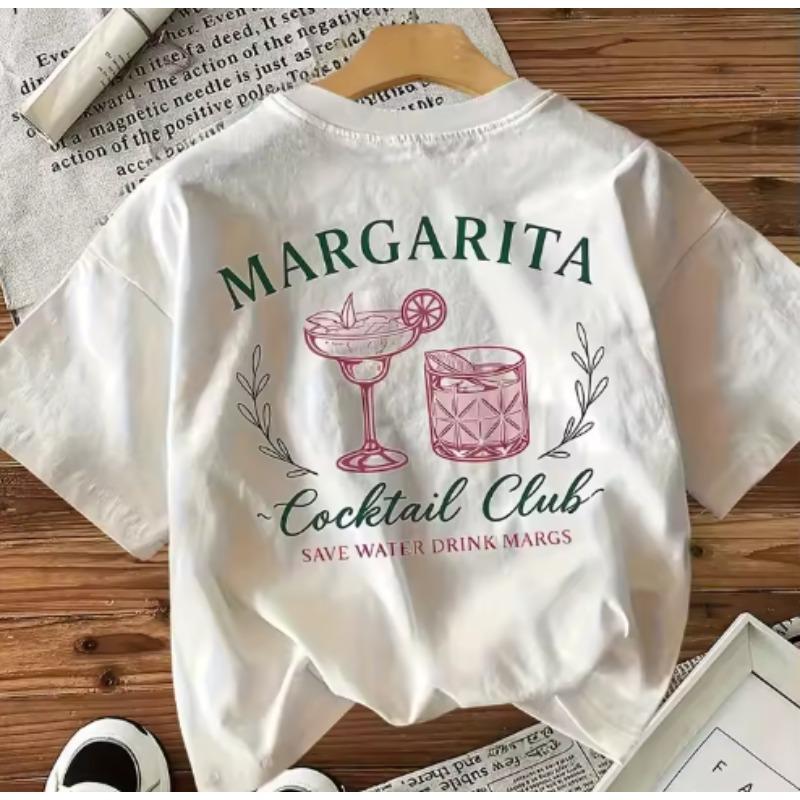 Margarita Cocktail Club Womens Tee Save Water Drink Margs Graphic Casual White Top