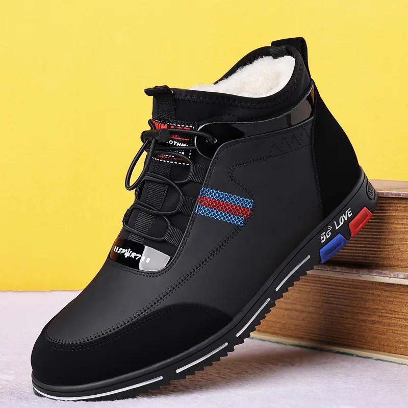 

Модные зимние кожаные бархатные нескользящие теплые хлопковые туфли для мужчин, дизайнерские повседневные кроссовки с мягкой подошвой, модные легкие ботинки для мужчин 38