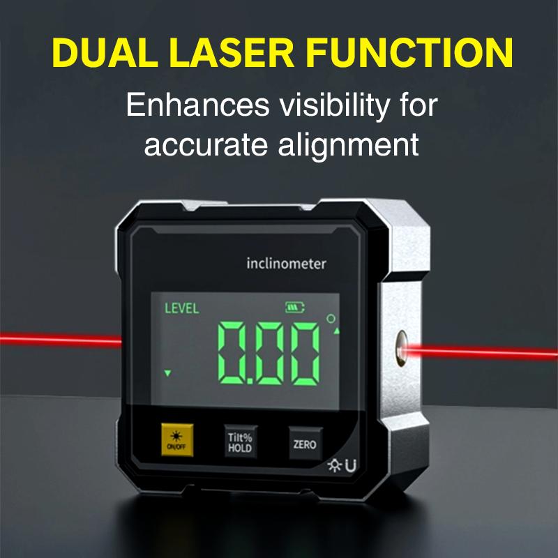 4-Side Magnetic Digital Angle Gauge With Laser Mini Electronic Protractor Horizontometer Inclinometer Angle Ruler Slope Measure