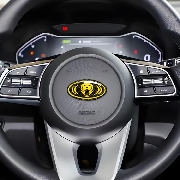 1pcs lion carbon fibre 3D 6cm steer wheel emblem Sticker Car Steering Wheel Car Interior Emblem Car styling Accessories For KIA