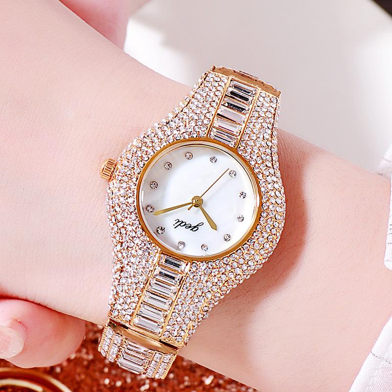 Orologio da Donna Acciaio Cinturino Incrostato di Diamanti Lusso Leggero Lega di Alta Gamma Orologio Impermeabile Quarzo Orologio da Donna
