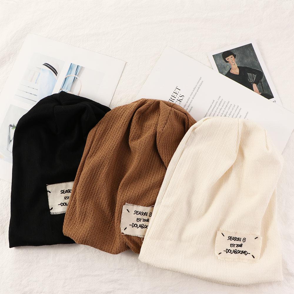 Casual Trendy Women Men Solid Color Autumn Winter Beanie Hat Turban Hat Pile Cap Striped Bonnets