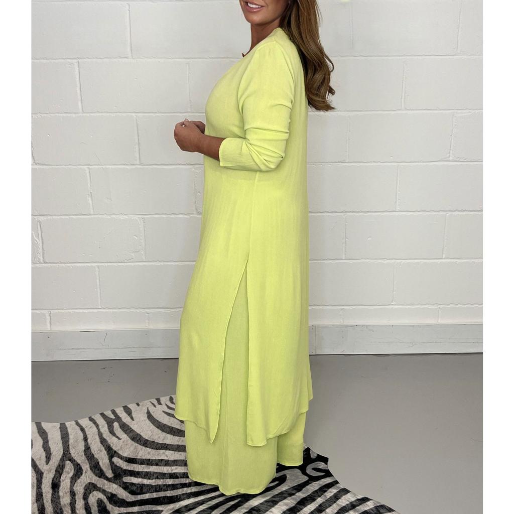 IHUASU Sommer- und Herbst Damen Split Langtop und Lange Hose Set