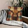 Funda de Cojín a Cuadros de Vaca de las Tierras Altas Rústica 2D para Sofá Cama Decoración de Granja