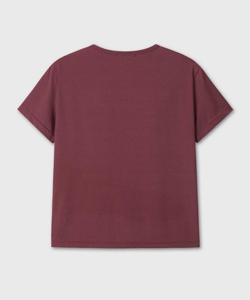 Beleun Regular Fit Cropped Cotton Short Sleeve (Burgundy)