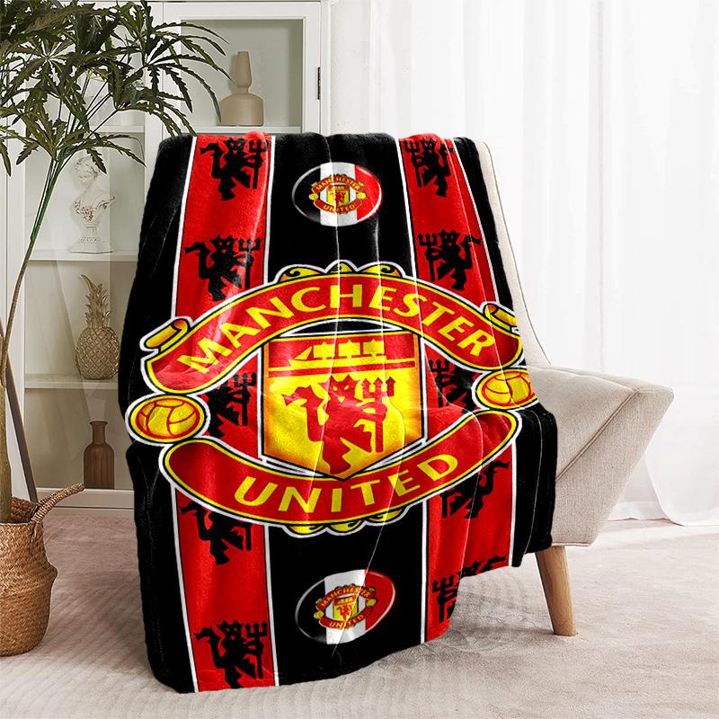 1pc Blanket - Manchester United FC logo Print Design, Lightweight Blanket for Sofa, Bed- Soft &Warm, Gift for All Seasons