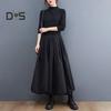Women Maxi Skirt High Waist A Line Long Skirt Solid Color Pockets Design Female Thick Warm Elastic A Line Puff Skirt