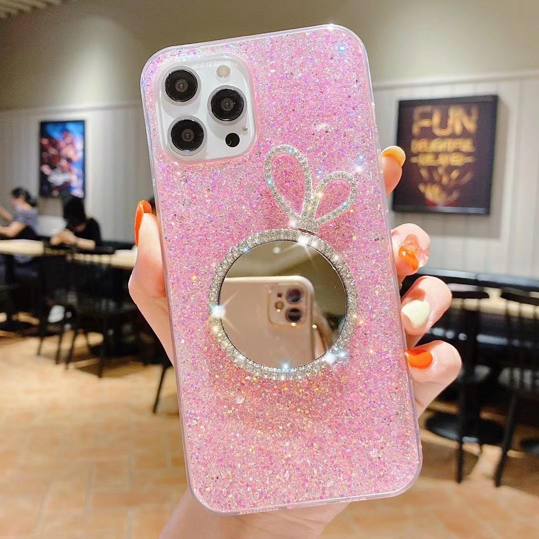 

Apple 17Promax Glitter Sequin Mobile Phone Case Is Suitable For Iphone16 Makeup Mirror Wind Solid Color Soft Case iPhone 12Promax