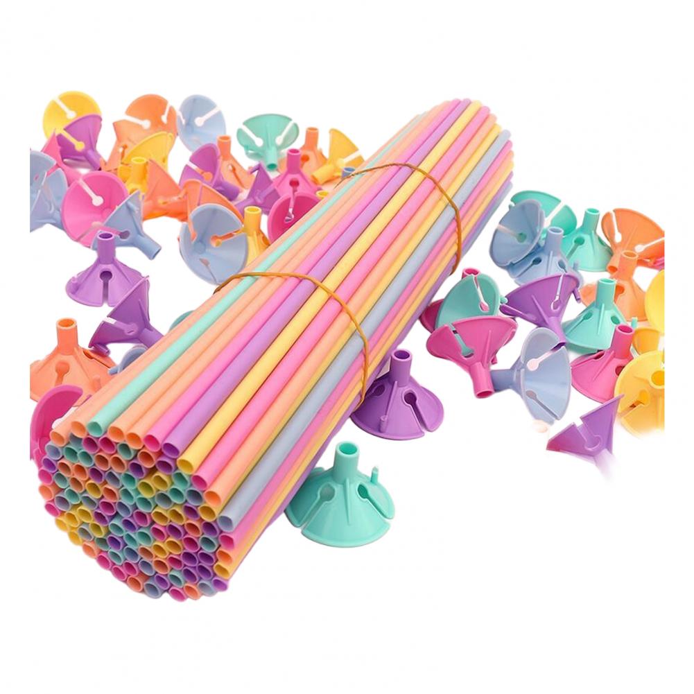 100 Pcs Balloon Sticks Plastic Balloon Sticks Holders with Cups for Anniversary Birthday Christmas Party Wedding Decoration