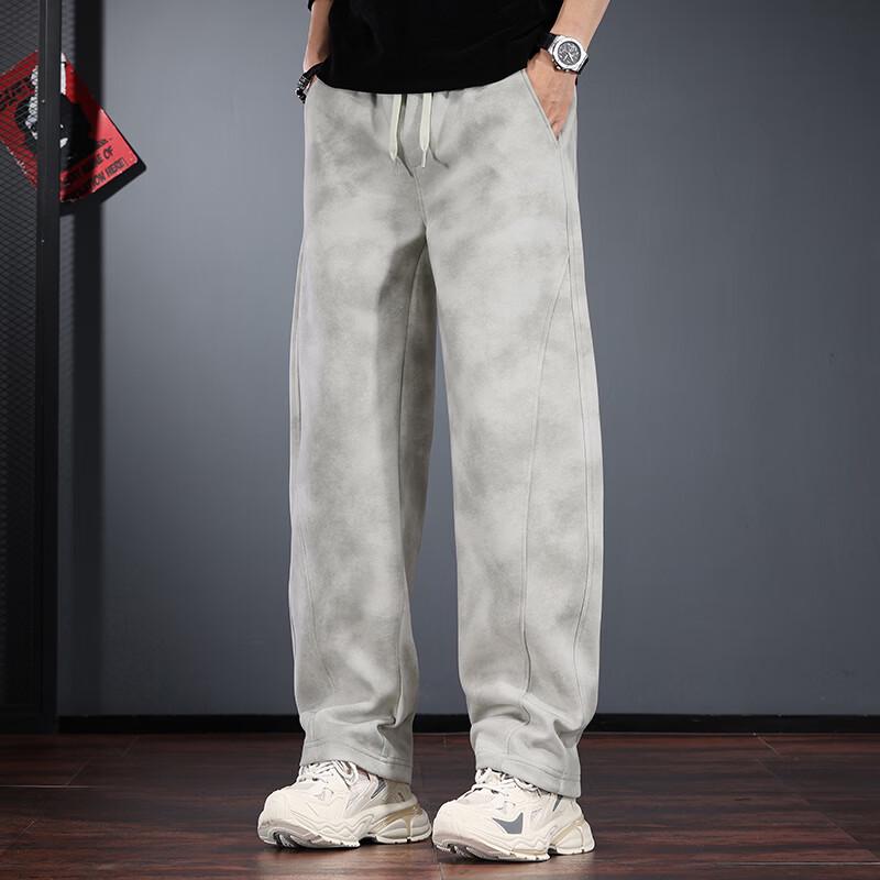 Jie Leinor Men's Retro Loose Straight-Leg Sweatpants