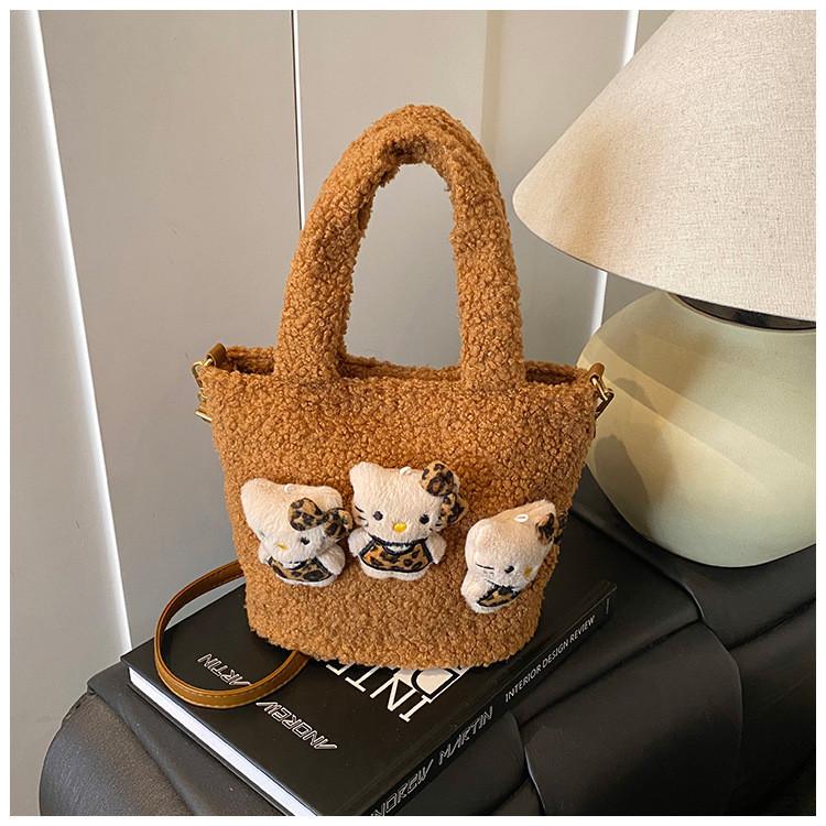 Small Hello Kitty Cartoon Shoulder Bag For Women With Nylon Construction And Casual Style