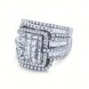 S/Set Luxuriöses Übertriebenes Damen Funkelndes Quadratisches Zirkonia Ring Set für Braut Hochzeit Valentinstag Geschenk Ewigkeit Schmuck