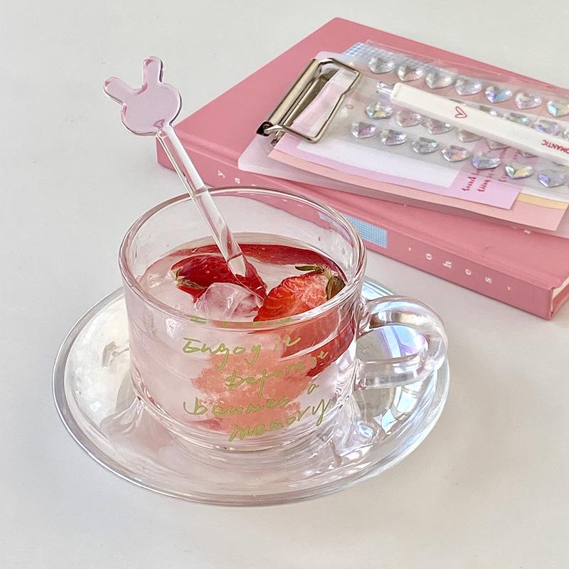 200 ml Espressotasse aus hochborosilikatglas mit Rührlöffel, isolierte Doppelwand-Partyvorbereitung, 200 ml Kaffeetassen-Henkelset