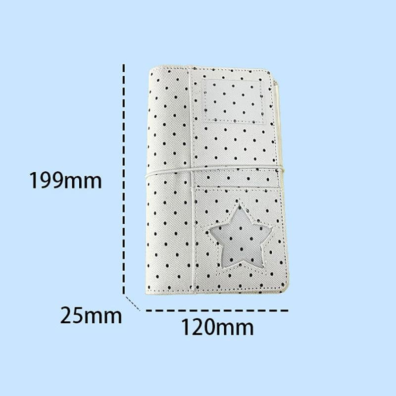 A6 Polka Dot Cloth Binder Notebook 6-Hole Loose Leaf Portable Diy Scrapbook Journal Multi Pocket Photo Album Planner School Gift