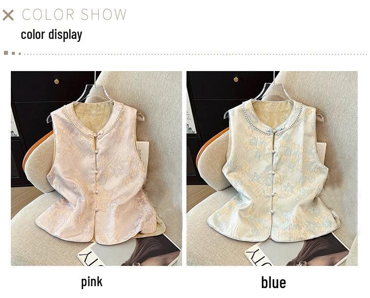 Double-Sided Layered Chinese Style Jacquard Vest for Middle-Aged & Elderly - Spring Qipao Vest