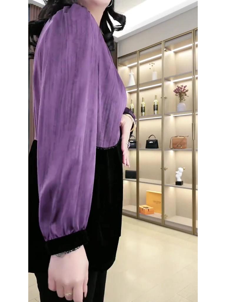 Spring Silky Long-Sleeve Plus Size Shirt for Women