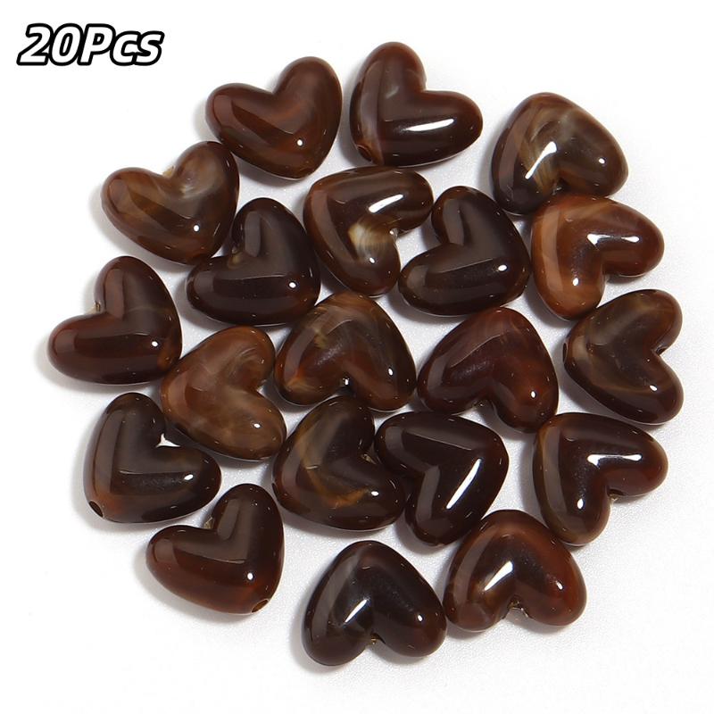 20Pcs Imitation Stone Heart Shape Acrylic Beads Dual Color Loose Bead For Jewelry Making Diy Charms Bracelet Necklace Accessorie
