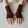 Solid Color Half Finger Mitten Soft Fingerless Gloves New Knitted Gloves  for Work Study