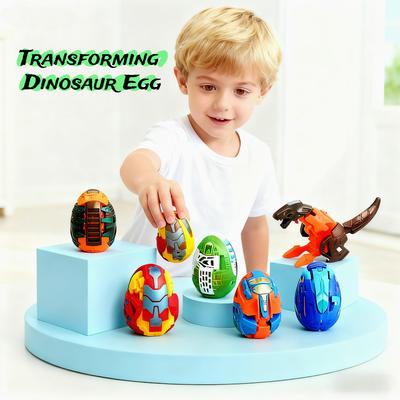 6 Stück Dinosaurier Transformer Roboter Spielzeug - Farbwechselnd, Ostereier, Kreatives Weihnachtsgeschenk, Geburtstags-Partygeschenke - Zufällige Farbe