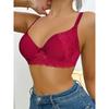 Black Floral Lace Push Up Bra Underwire Contour Bra with Bow Accent for Everyday Wear