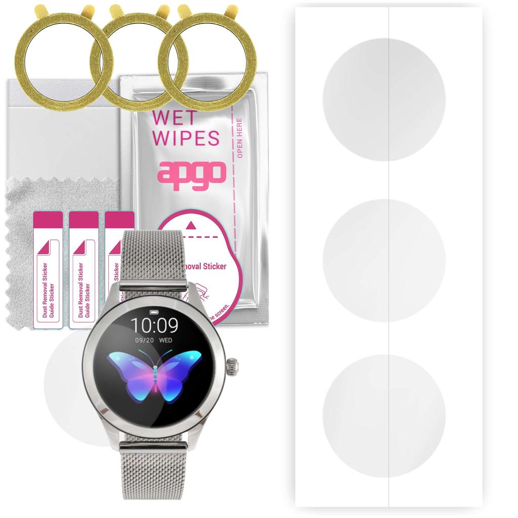 3x Apgo Hydrogel Screen Protector for Watchmark Fashionwatch WKW10, Hydrogel Film, with Positioning Layer Easy Installation