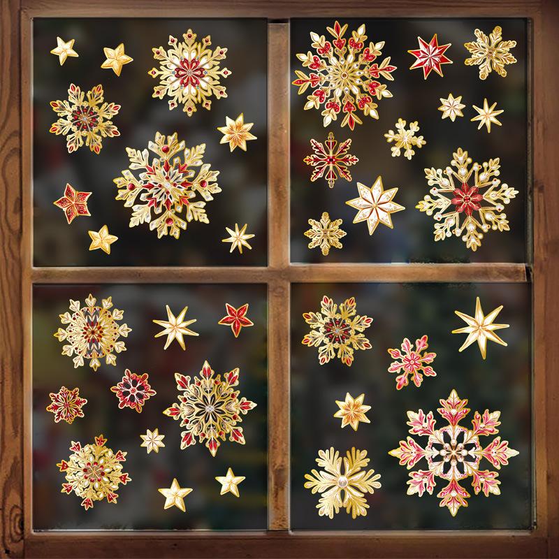 2026 Christmas Window Clings New Year Static Sticker Elk Snowman Window Decoration for Home Festival Gift